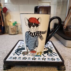 Signature Hipster French Bulldog Mug with Red Beret